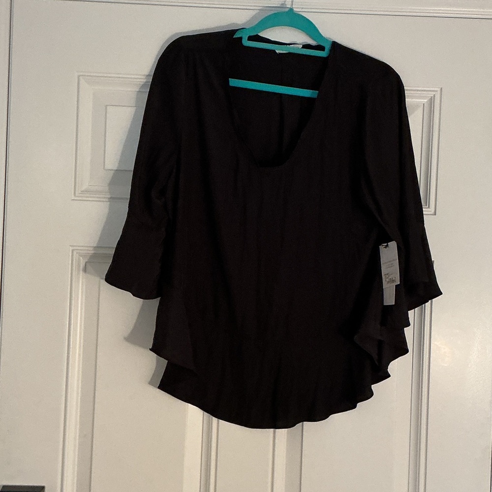 Mela Purdie Frill Bell T Elegant Black Women's Top sz XS